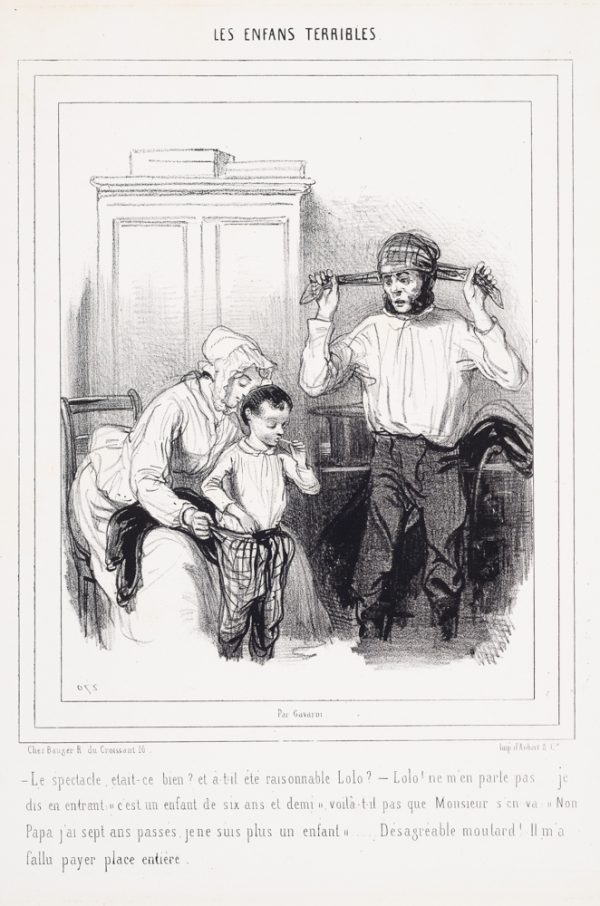 A family getting dressed. The mom pulls the boy's pants up while he brushes his teeth. The Dad is standing wrapping a scarf on his head.