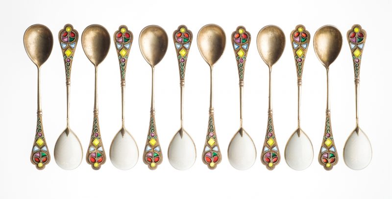 Silver gilt spoons with 