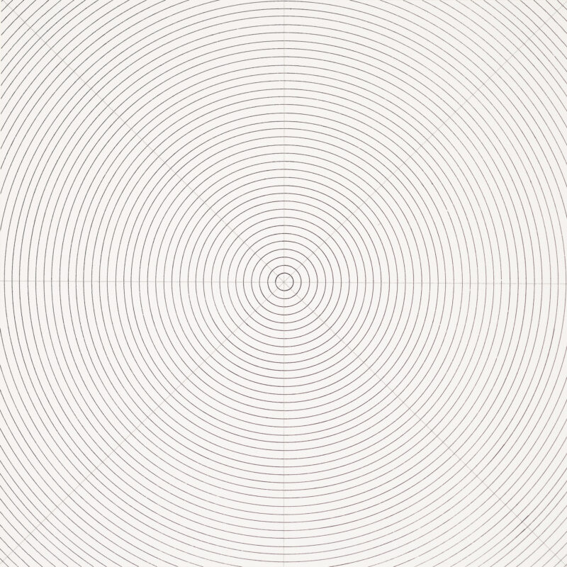 Concentric circles on a vertical/horozontal axis with diagonal lines in two directions.