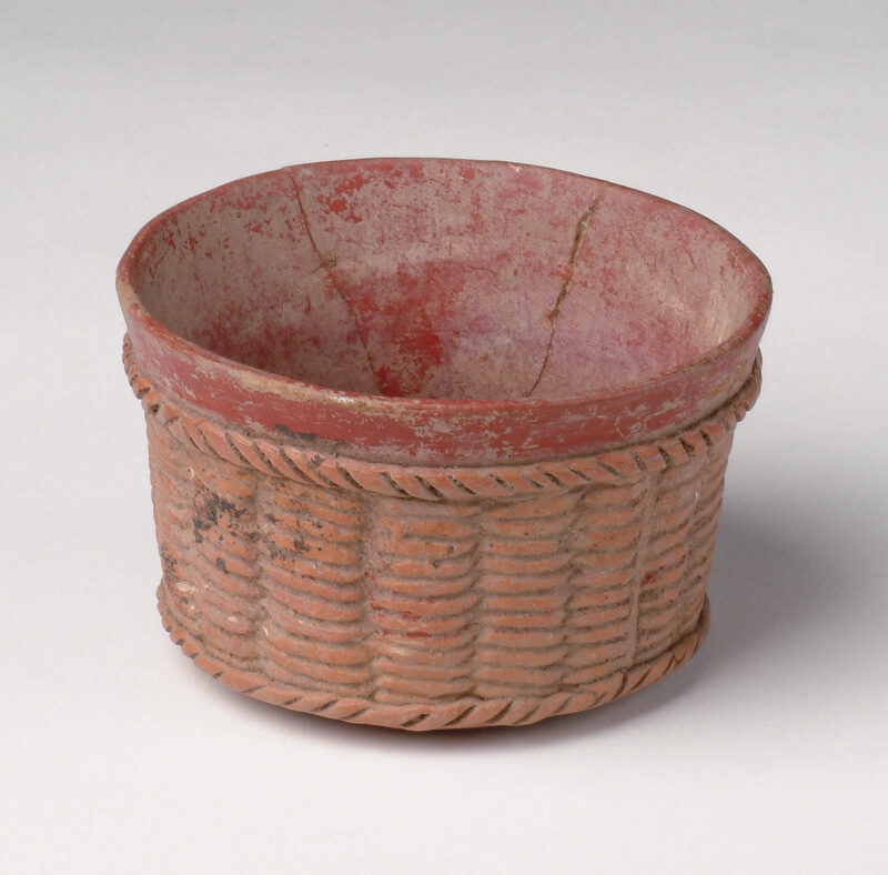 Cylinder bowl with basket weave.