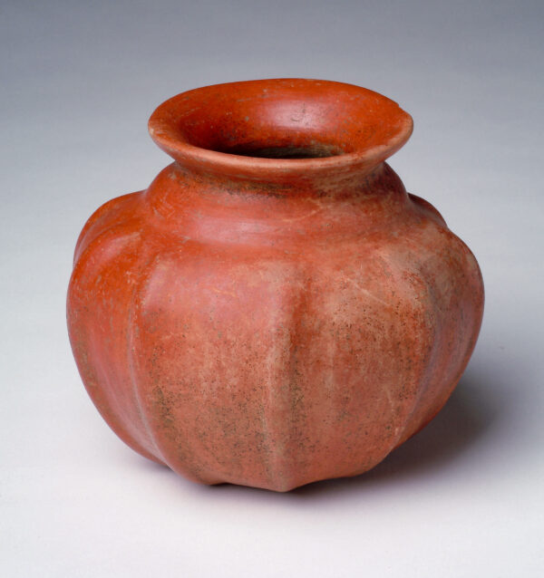 Red squash shaped vase.