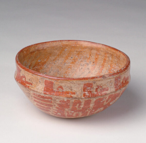 Bowl: tan body with red slip decoration