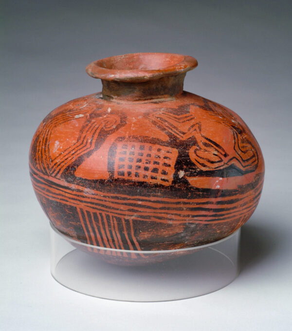 Olla with red and black slip decoration.