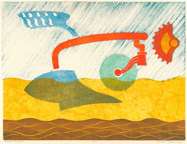 Semi-abstract rendition of a piece of farm machinery., 4/8