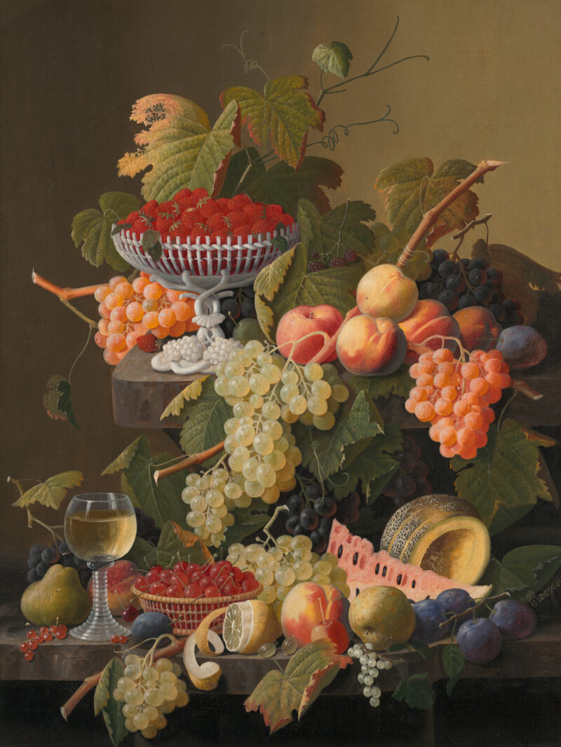 Still life with fruit and wine glass