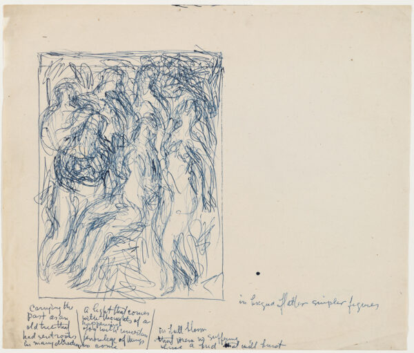 Group of nude figures, with artist's notes.