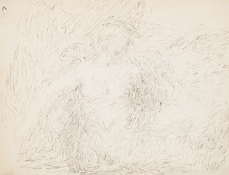 Female nude, sketchily drawn; head, arm & torso.
