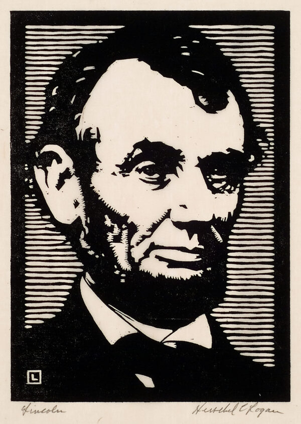 Depicts a shoulder-length portrait of Abraham Lincoln.