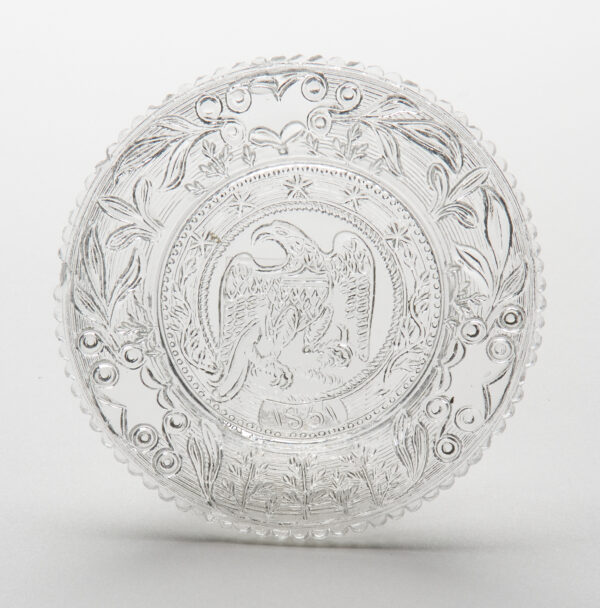 Clear cup plate in the Eagle pattern