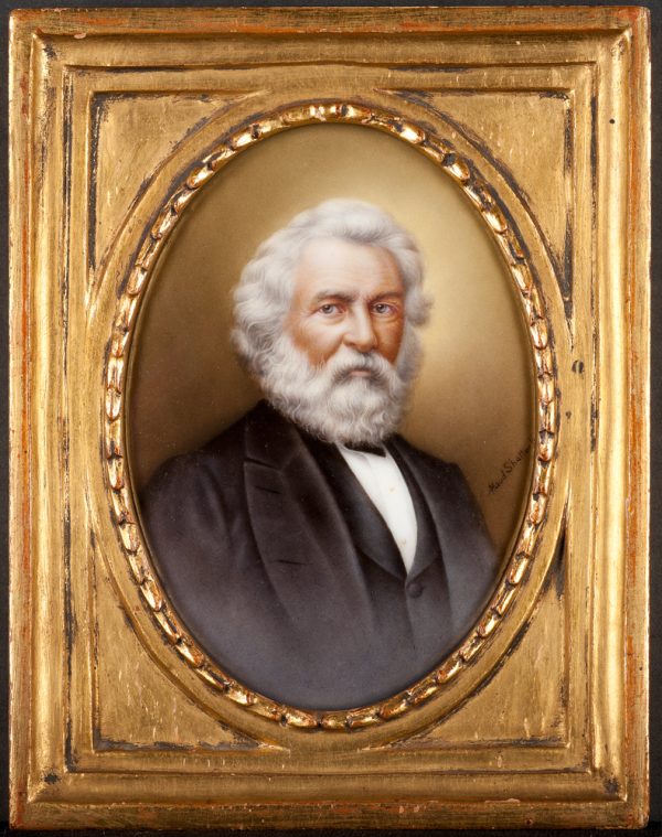 Portrait of elderly man with white beard and mustache.