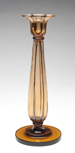 blown glass, clear, brown with oval base