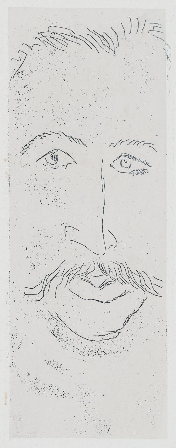 Portrait of a mustachioed man, face only