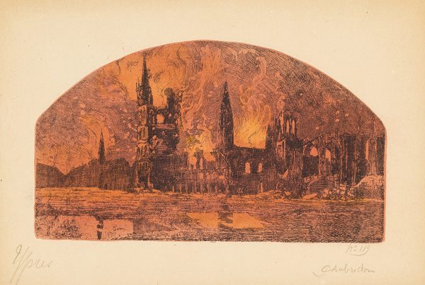WWI:Red orange color, cathedrals on fire