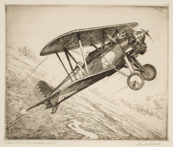 WWI, A bi-plane on its ascent.