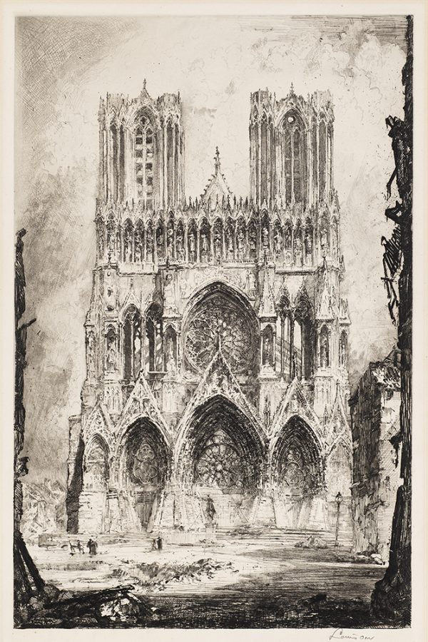 WWI The facade of Reims Cathedral.