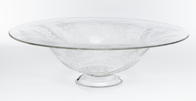 A clear center bowl, engraved
