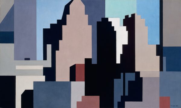 An abstracted cityscape.