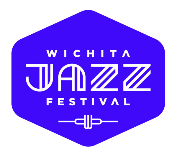 Graphic in a modified diamond shape with the text Wichita Jazz Festival in white on a purple background