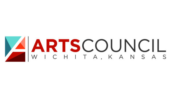 Logo for Wichita Arts Council: square box with three geometric shapes in blue, orange and red tones on the left with text in large type reading Arts Council in all caps over small type reading Wichita Kansas, also in all capsover