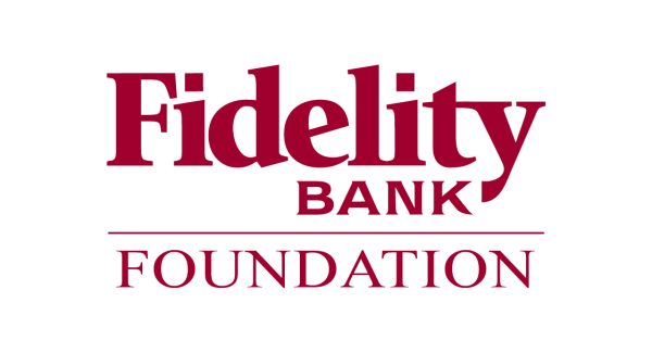 Logo with text: Fidelity Bank Foundation in maroon