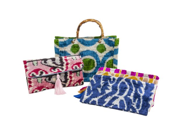 Three purses in abstract print