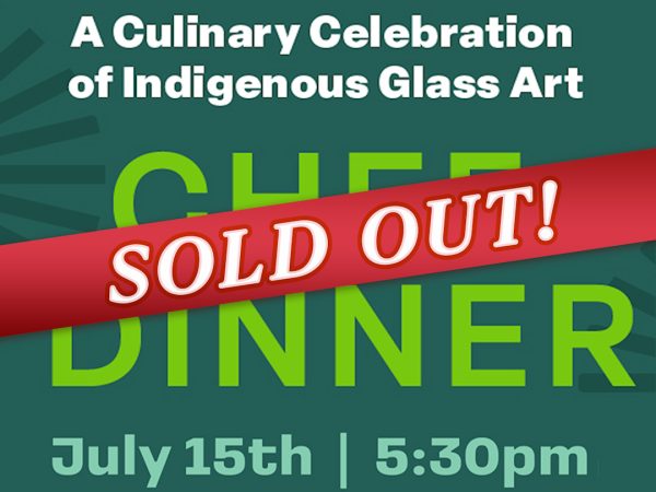 Graphic with text SOLD OUT for Chef Dinner, July 15 at 5:30pm