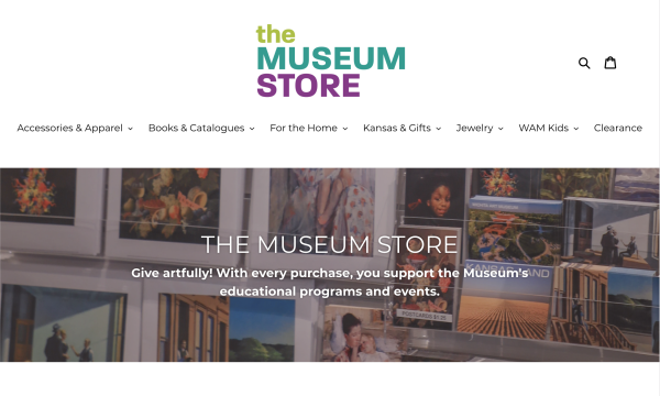 Museum Store graphic with photo of Store from the front entrance