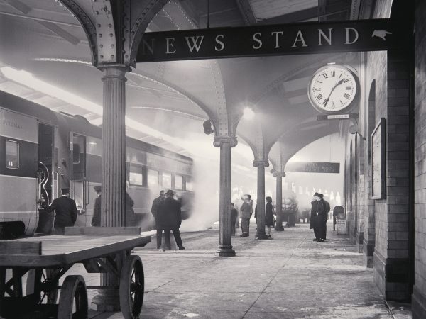 David Plowden, West Bound Phoebe Snow At Dl&W Rr Station, Scranton, Pennsylvania, 1964, printed in 2023. Inkjet print, 11 x 12 1/2 inches. Wichita Art Museum, Gift of David Plowden, 2024.6.235