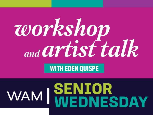 alt= Workshop and Artist Talk with Eden Quispe, pink banner