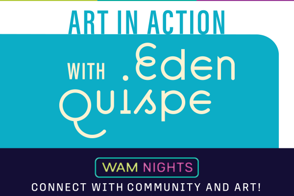 alt= WAM Nights logo, bright blue text that reads