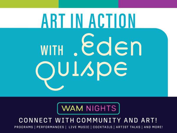 alt= WAM Nights logo, bright blue text that reads 