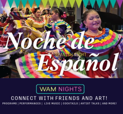 alt = image of woman wearing colorful, traditional Hispanic dress, reads