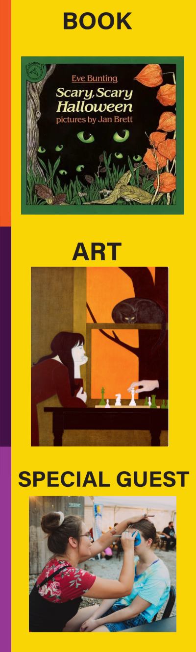 alt= Yellow Vertical Banner, reads