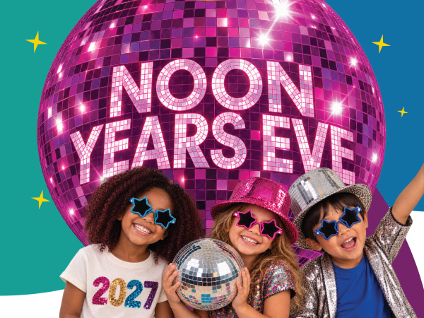 alt= Purple disco ball that reads 
